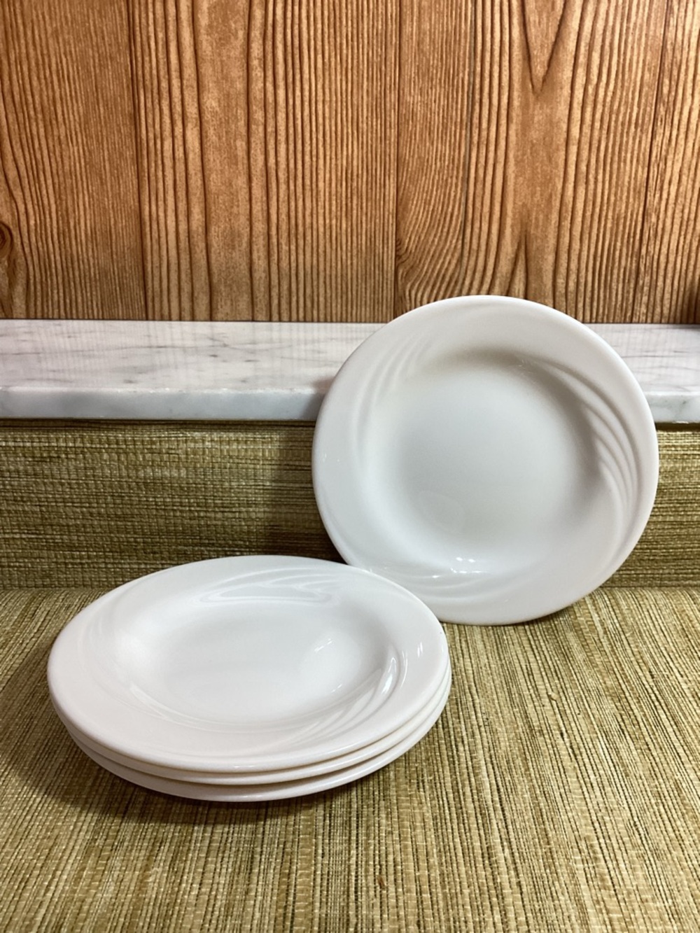 Vintage Arcopal France Ivory Milk Glass 6.25” Dessert Plates set of 4